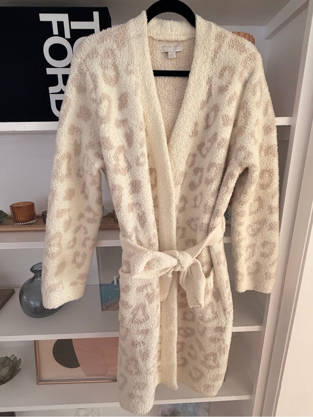 Barefoot Dreams Cream Leopard Plush Robe